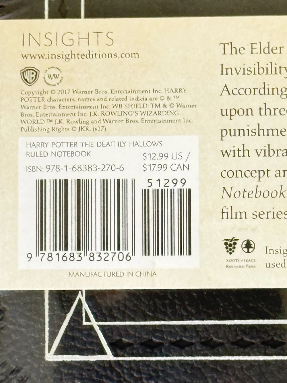 Harry Potter The Deathly Hallows Black Ruled Notebook 128 pages archival paper